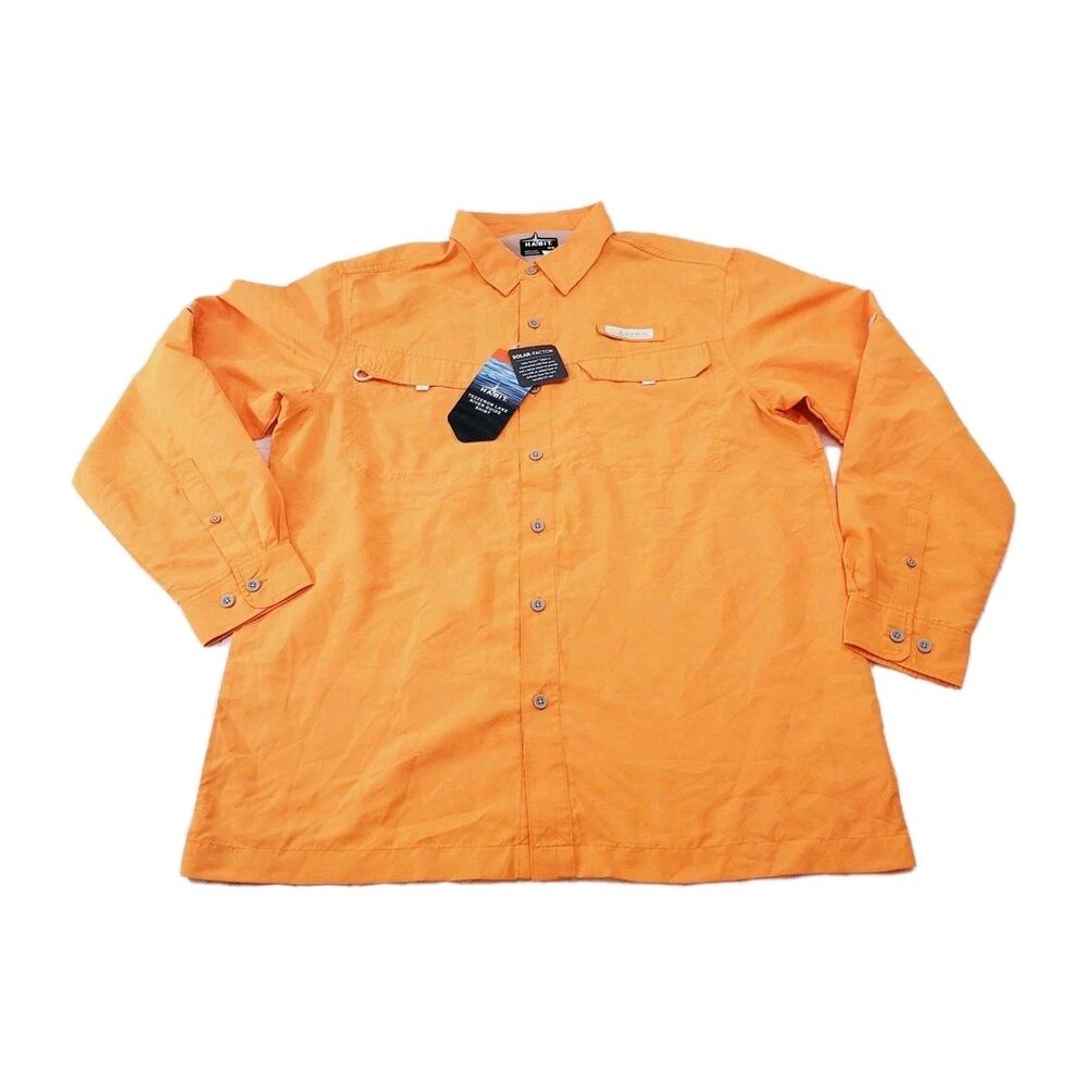 Habit Outdoor Shirt Men's Fishing Casual Long Sleeve Button Down Mandarin Solar